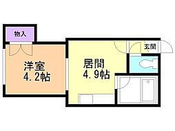 アーバンコート東札幌2 1DKの間取図画像