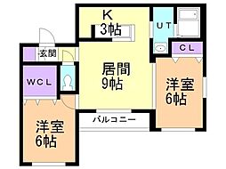 リデーレ菊水2 2LDKの間取図画像