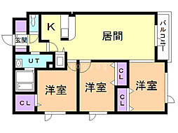 白南ハイツ8 3LDKの間取図画像