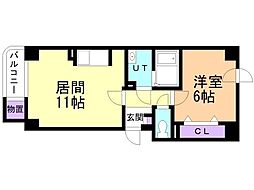 フレックス南郷 1LDKの間取図画像