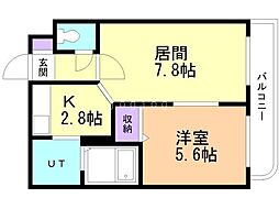 栄通銀座パレス 4階1LDKの間取り