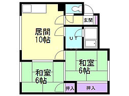 ヴィラ南郷 2LDKの間取図画像