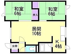 第1新栄ハイツ 2LDKの間取図画像