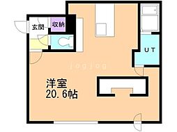 ＲＥＳＩＤＥＮＣＥ　ＳＡＰＰＯＲＯ　ＫＯＵＬＩ 3階ワンルームの間取り