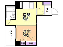 小野ビル 3階1DKの間取り