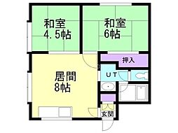 サンパーク 1階2DKの間取り