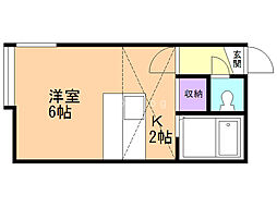 アイビーパレス62 1Kの間取図画像