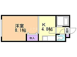 プロミストランド 2階1Kの間取り
