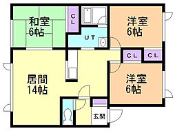 第3コーポたなか 3LDKの間取図画像