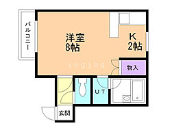 グランドール菊水 1Kの間取図画像