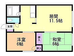 第1佐藤マンション 2LDKの間取図画像