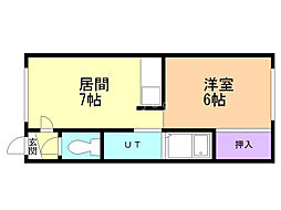 ユー南2 1LDKの間取図画像