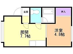 シーガルハイムNo.1 1LDKの間取図画像