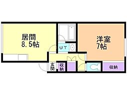 コーポ真栄 1LDKの間取図画像