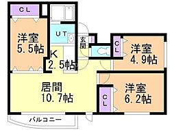 ワンダーコート清田 3LDKの間取図画像