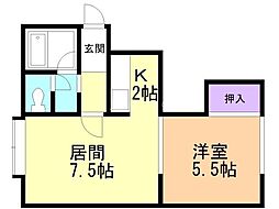 イーストウィンド 1LDKの間取図画像
