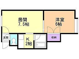 アークヒルズ2 1LDKの間取図画像