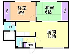サン・グレース北野 2LDKの間取図画像