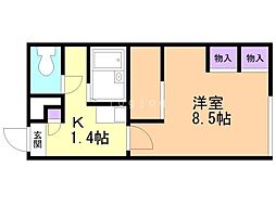 レオパレスポールスター 1Kの間取図画像