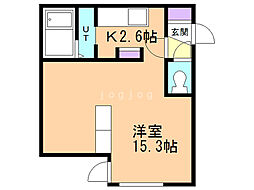 カメリア南郷 3階1LDKの間取り