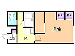 レオパレスリベェール2 1Kの間取図画像