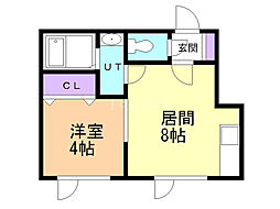 アークコート月寒中央 1LDKの間取図画像