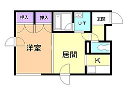 パンセ栄通 1DKの間取図画像