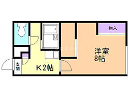 レオパレスエクセラン2 1Kの間取図画像