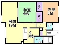 プレハイツ 2LDKの間取図画像