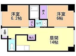 アクティブプラザ厚別東 2LDKの間取図画像