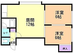 ルミエールスカイB 2LDKの間取図画像