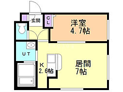 RITZGRANDE厚別中央 1LDKの間取図画像