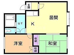 クレストールツイン弐番館 2LDKの間取図画像