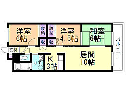 プリムラK3 3LDKの間取図画像