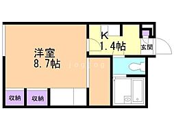 レオパレスオルシス 1Kの間取図画像