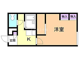 レオパレスグランデカーサ 1Kの間取図画像