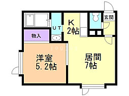 メイプルハイツ2 1LDKの間取図画像