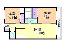 アクアトピア真栄2 2LDKの間取図画像