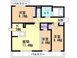 RITZGRANDE東札幌 3LDKの間取図画像