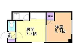 サニープレイスなかの 1DKの間取図画像