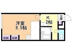 レオパレスメイフラワー清田 1Kの間取図画像