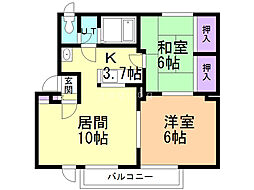 サンレジデンス 2LDKの間取図画像