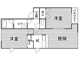 グレースパーク厚別北A 2LDKの間取図画像