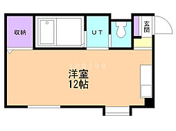 パール1ミカエルマンション ワンルームの間取図画像