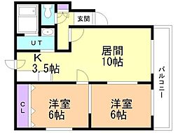 グランメール本郷通12 2LDKの間取図画像