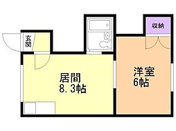ジュネスパーク 1LDKの間取図画像