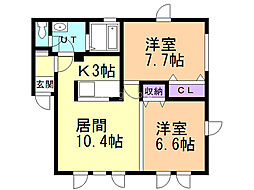フローラルコート51 2LDKの間取図画像