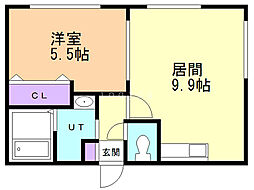 森ビル 1LDKの間取図画像