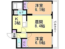 RITZGRANDE東札幌 2LDKの間取図画像