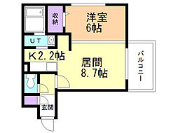 RA711Sα 1LDKの間取図画像